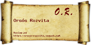 Orsós Rozvita névjegykártya